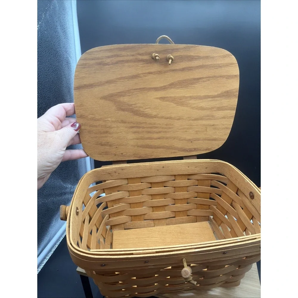 VTG Longaberger Classic Baskets Medium Purse With Lid & Handle 1995 Cottagecore